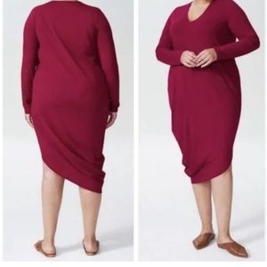 Universal Standard Long Sleeve V-Neck Geneva Dress Beet Red